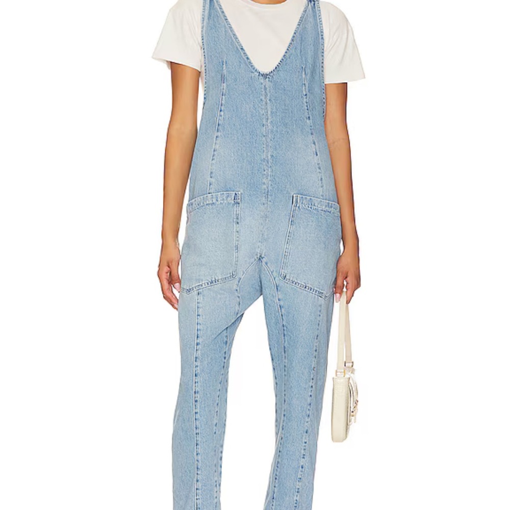 Free People High Roller Denim Jumpsuit